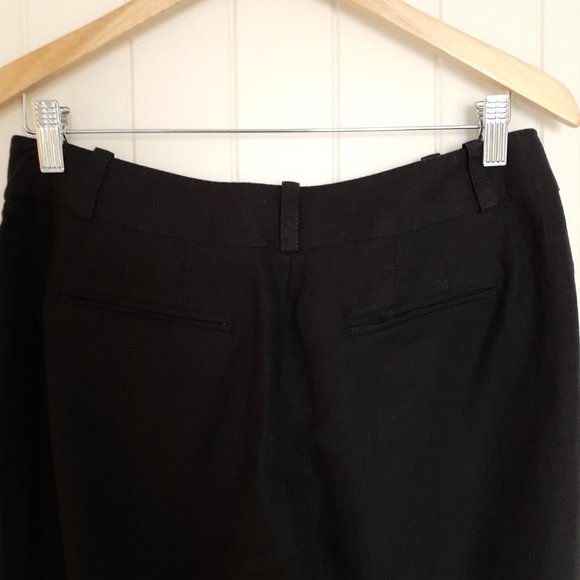 LOFT Curvy Julie Button Pocket Linen Trouser Pants in Black Size 4 - Picture 7 of 12